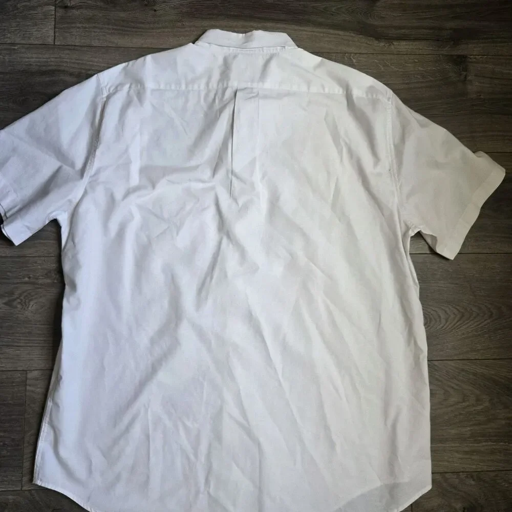 J Crew Broken In Oxford Shirt Mens XXLT XXL Tall White SS Organic Cotton